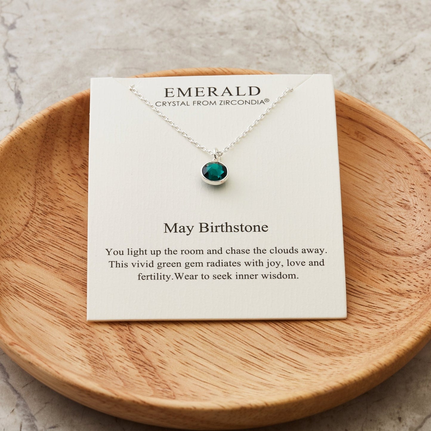 May (Emerald) Birthstone Necklace Created with Zircondia® Crystals