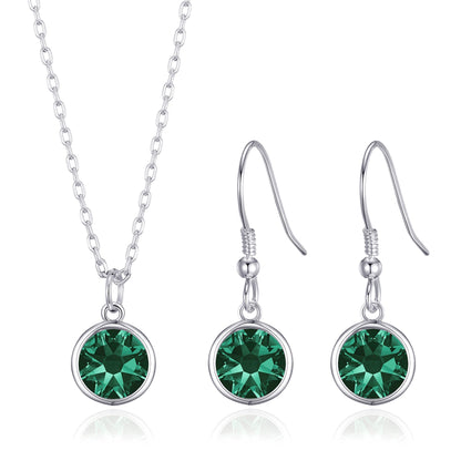May (Emerald) Birthstone Necklace & Drop Earrings Set Created with Zircondia® Crystals