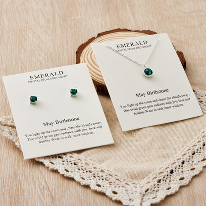 May (Emerald) Birthstone Necklace & Earrings Set Created with Zircondia® Crystals