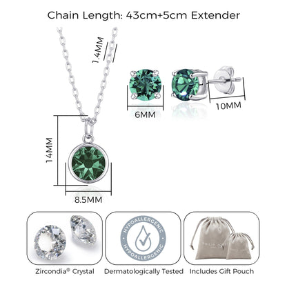 May (Emerald) Birthstone Necklace & Earrings Set Created with Zircondia® Crystals