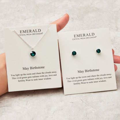 May (Emerald) Birthstone Necklace & Earrings Set Created with Zircondia® Crystals