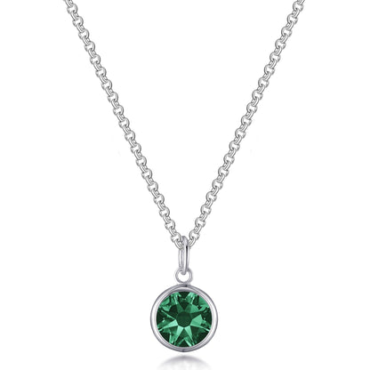 May (Emerald) Birthstone Necklace with Initial Charm (A to Z) Created with Zircondia® Crystals
