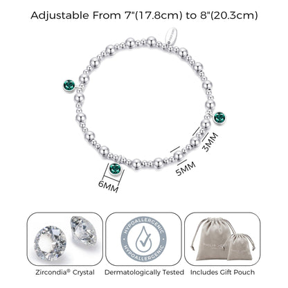 May (Emerald) Birthstone Stretch Charm Bracelet with Quote Gift Box
