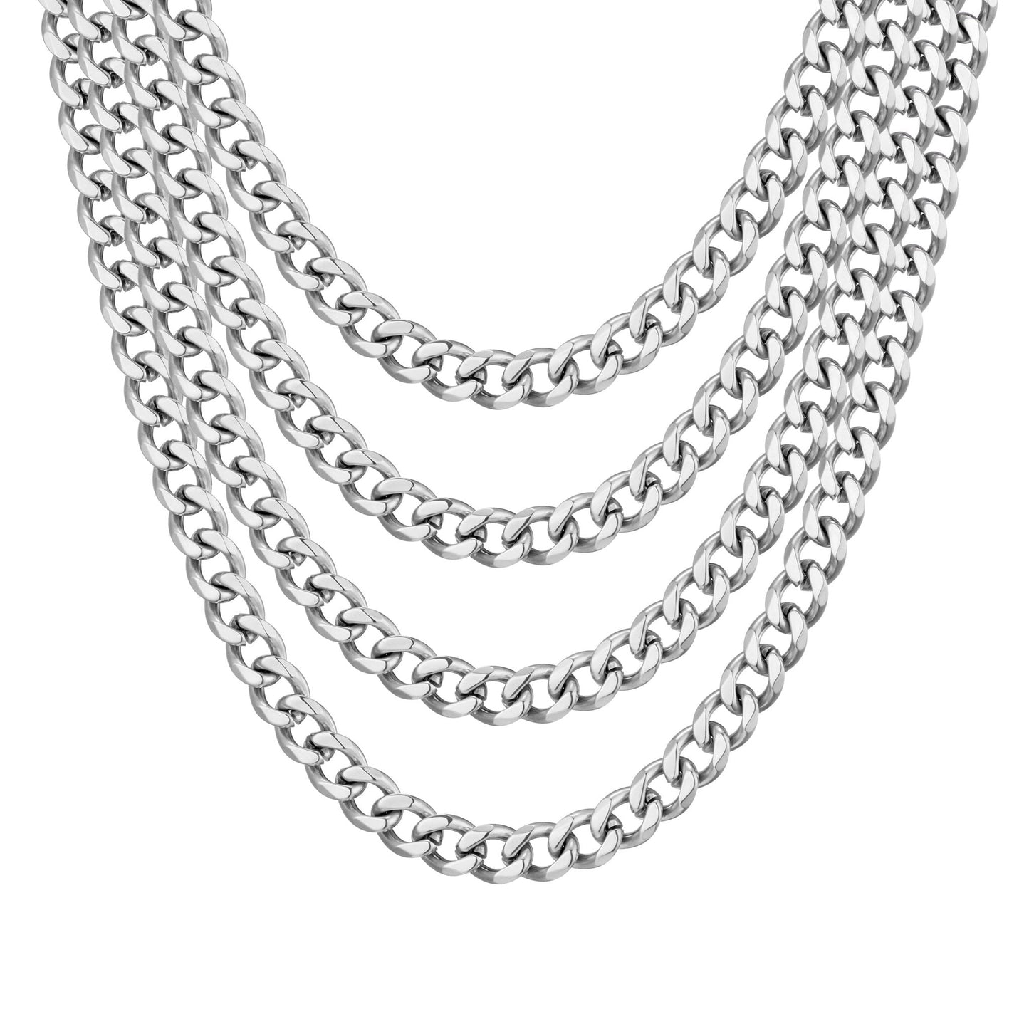 Men's 12mm Stainless Steel 18-24 Inch Cuban Curb Chain Necklace