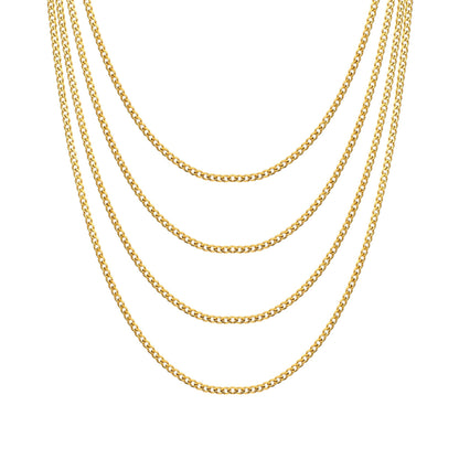 Men's 3mm Gold Plated Steel 18-24 Inch Cuban Curb Chain Necklace