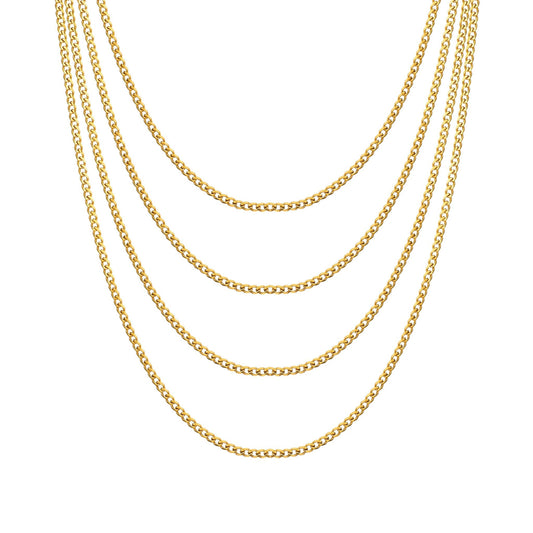 Men's 3mm Gold Plated Steel 18-24 Inch Cuban Curb Chain Necklace