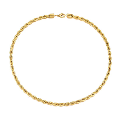 Men's 5mm Gold Plated Steel 18-24 Inch Round Rope Wheat Chain Necklace
