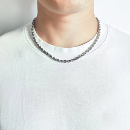 Men's 5mm Stainless Steel 18-24 Inch Round Rope Wheat Chain Necklace