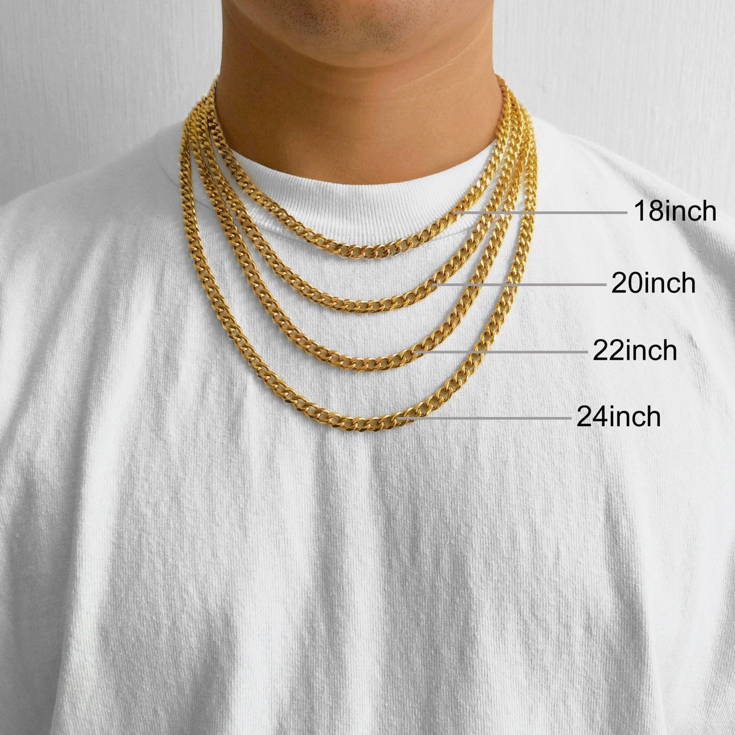 Men's 6mm Gold Plated Steel 18-24 Inch Cuban Curb Chain Necklace
