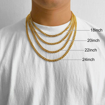 Men's 6mm Gold Plated Steel 18-24 Inch Cuban Curb Chain Necklace