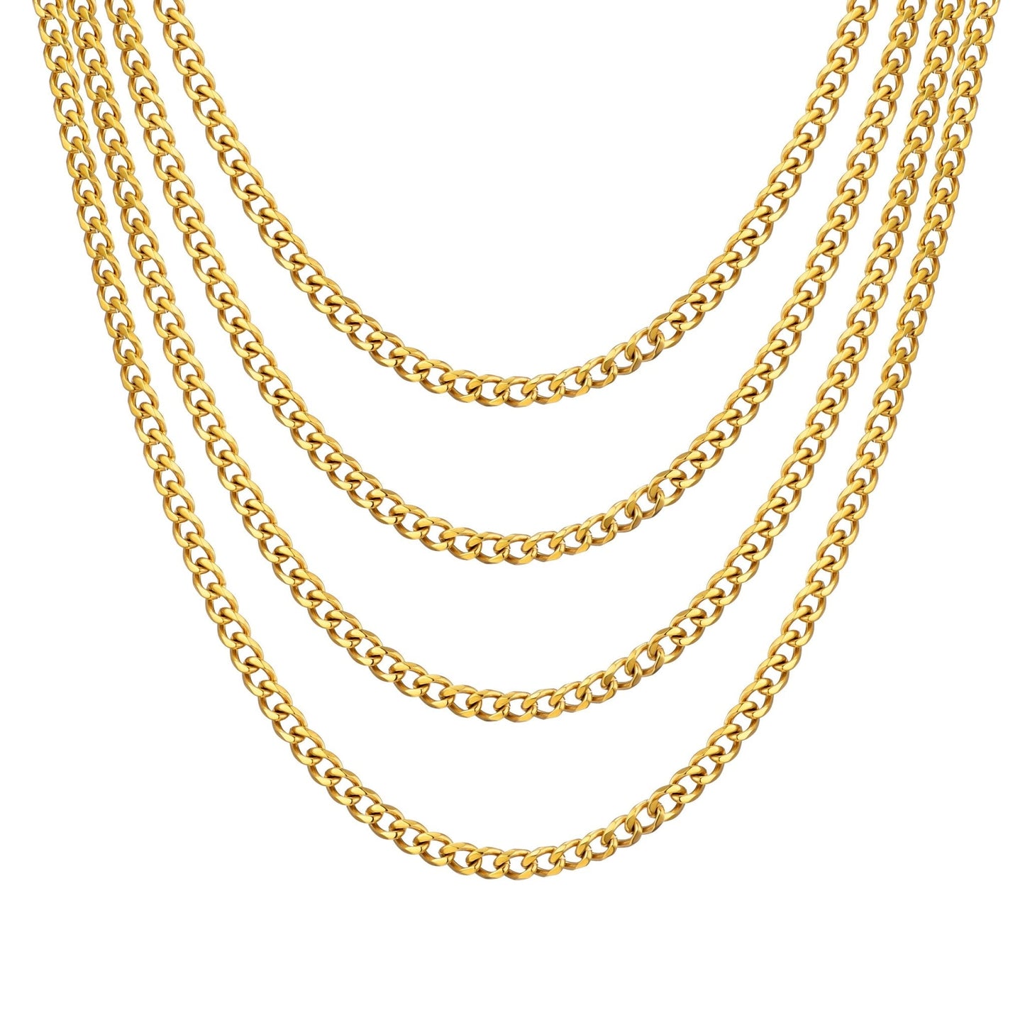 Men's 6mm Gold Plated Steel 18-24 Inch Cuban Curb Chain Necklace