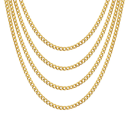 Men's 6mm Gold Plated Steel 18-24 Inch Cuban Curb Chain Necklace