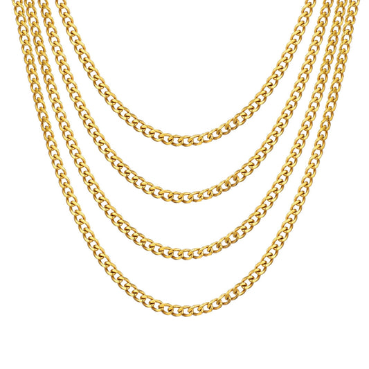Men's 6mm Gold Plated Steel 18-24 Inch Cuban Curb Chain Necklace
