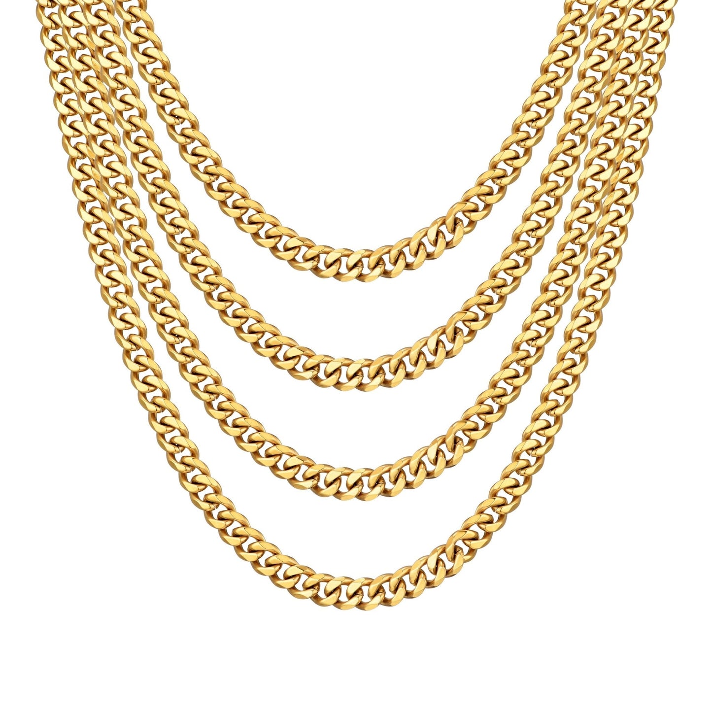 Men's 9mm Gold Plated Steel 18-24 Inch Cuban Curb Chain Necklace