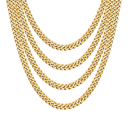 Men's 9mm Gold Plated Steel 18-24 Inch Cuban Curb Chain Necklace