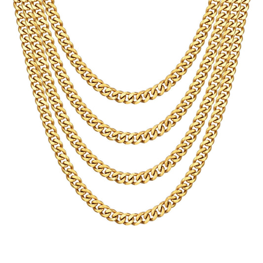 Men's 9mm Gold Plated Steel 18-24 Inch Cuban Curb Chain Necklace