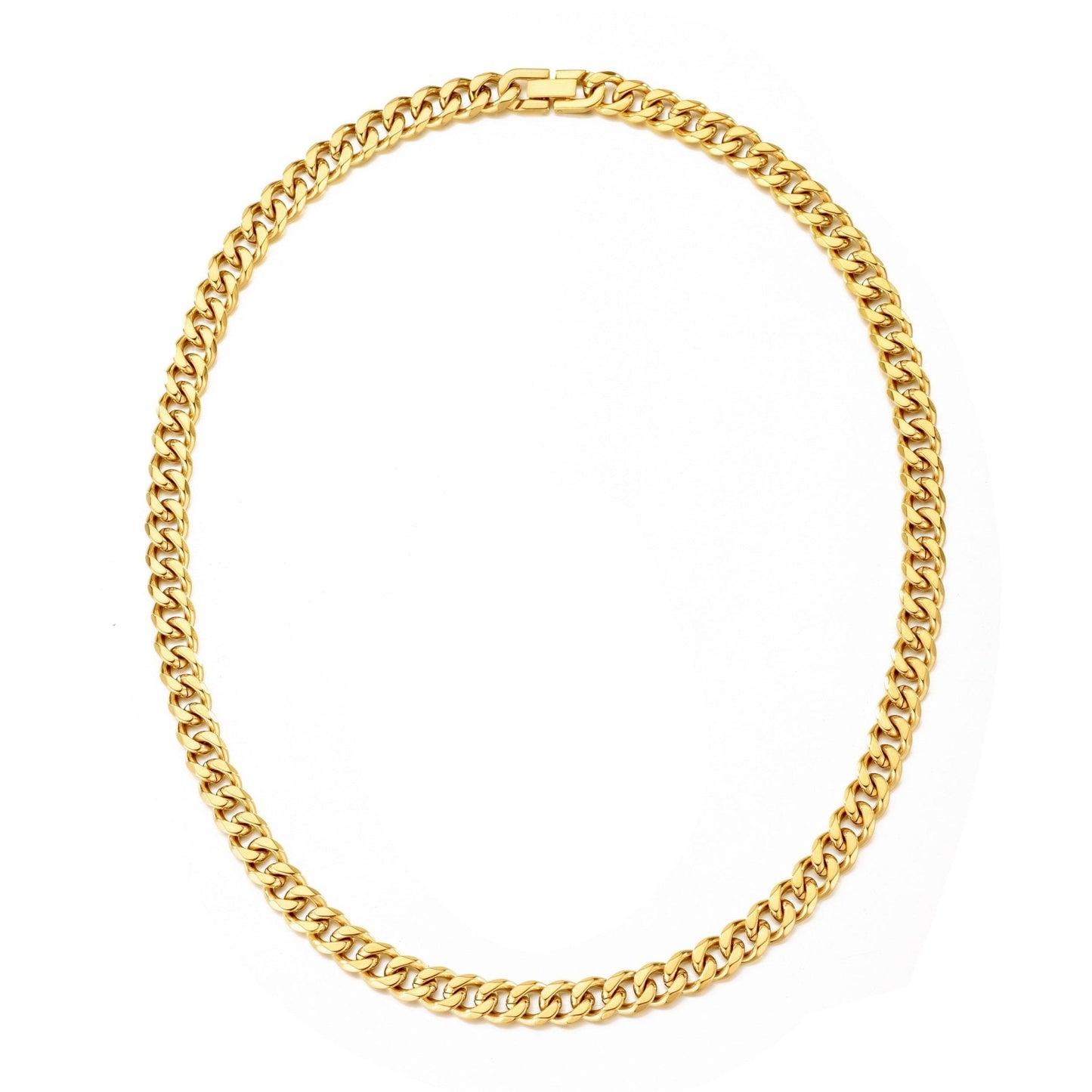 Men's 9mm Gold Plated Steel 18-24 Inch Cuban Curb Chain Necklace