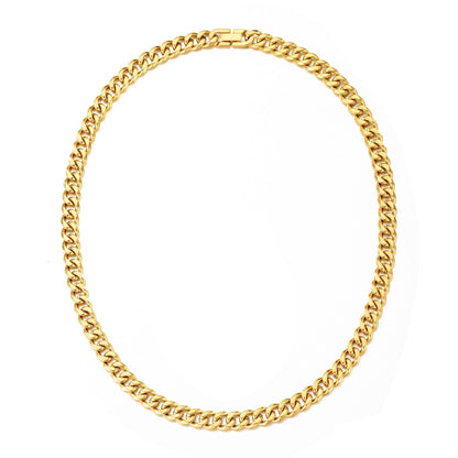 Men's 9mm Gold Plated Steel 18-24 Inch Cuban Curb Chain Necklace