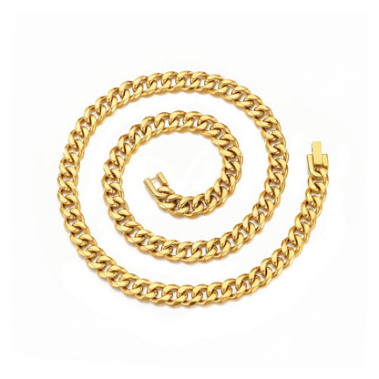Men's 9mm Gold Plated Steel 18-24 Inch Cuban Curb Chain Necklace
