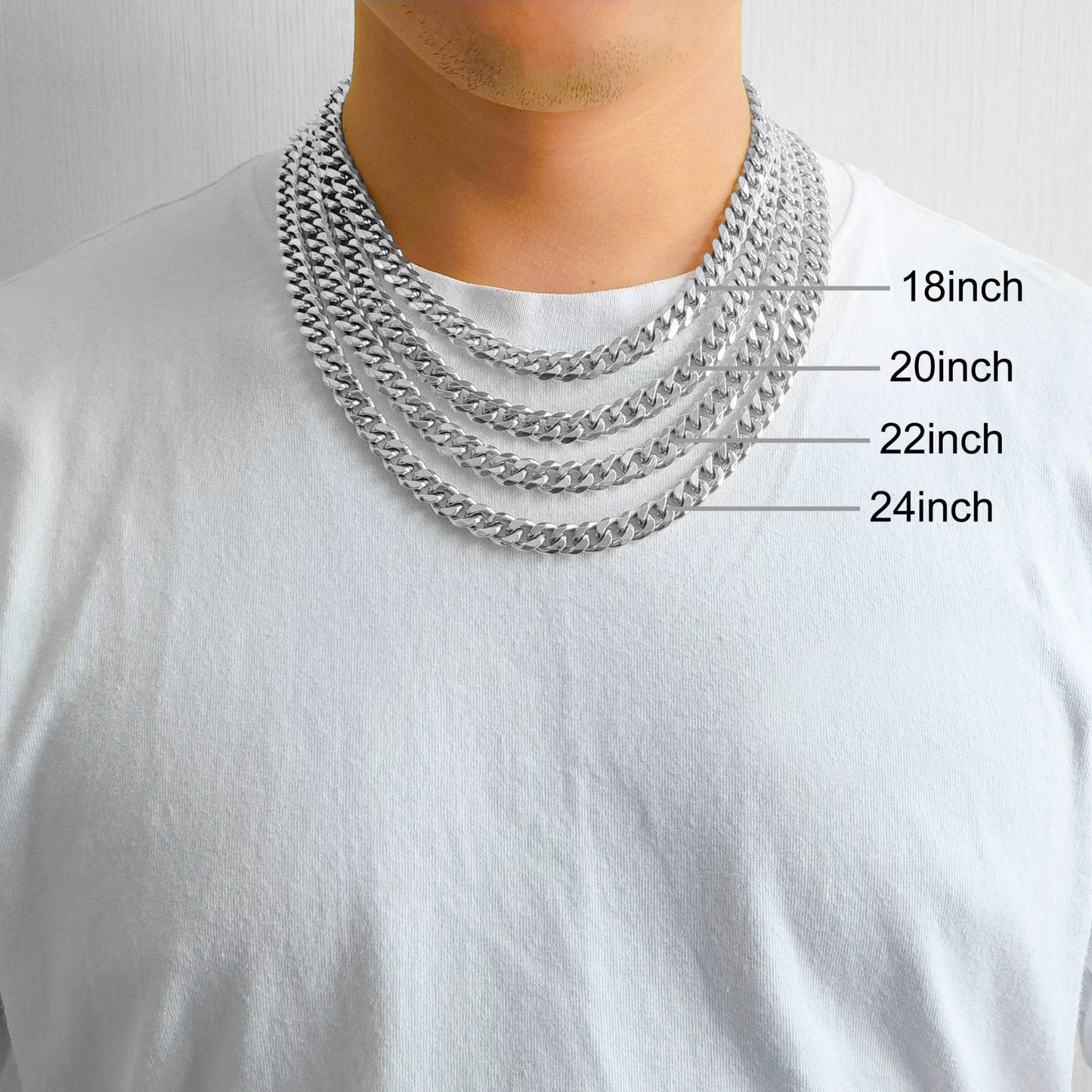 Men's 9mm Stainless Steel 18-24 Inch Cuban Curb Chain Necklace