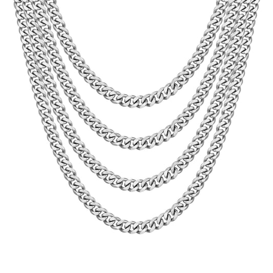 Men's 9mm Stainless Steel 18-24 Inch Cuban Curb Chain Necklace