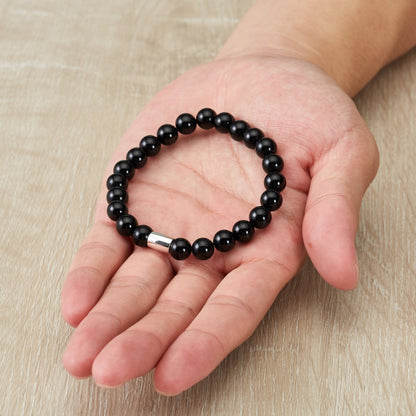 Men's Black Onyx Gemstone Stretch Bracelet
