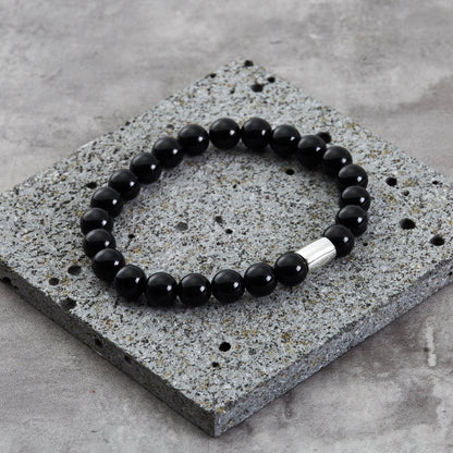 Men's Black Onyx Gemstone Stretch Bracelet