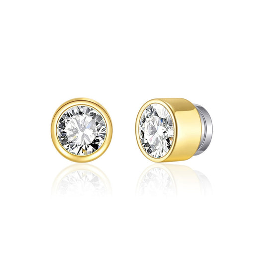 Men's Gold Plated 6mm Magnetic Clip On Earrings Created with Zircondia® Crystals