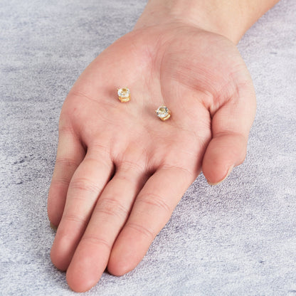 Men's Gold Plated Round Magnetic Clip On Stud Earrings Created with Zircondia® Crystals