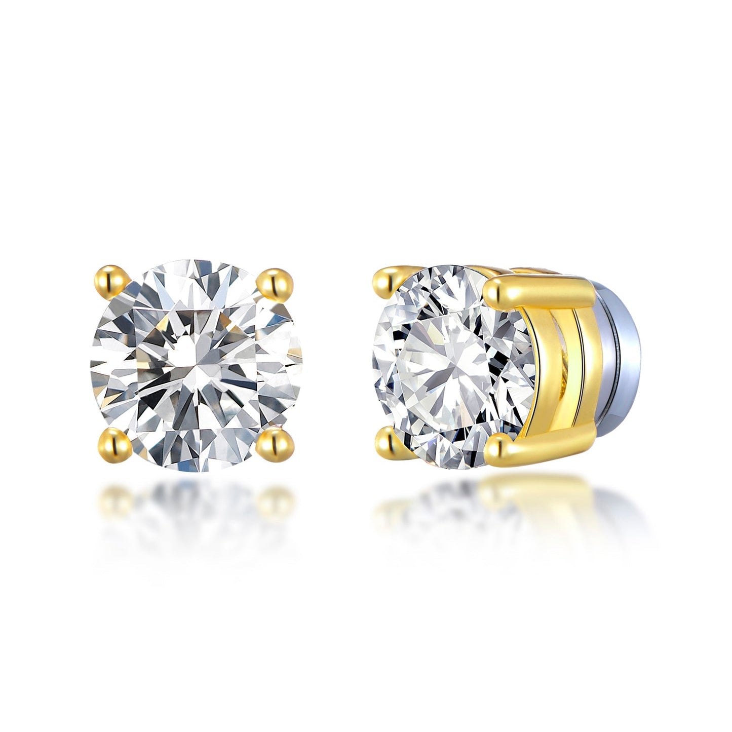 Gold Plated Round Magnetic Clip On Stud Earrings Created with Zircondia® Crystals