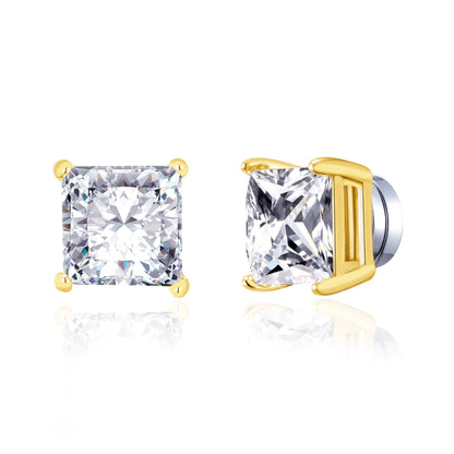 Men's Gold Plated Square Magnetic Clip On Stud Earrings Created with Zircondia® Crystals