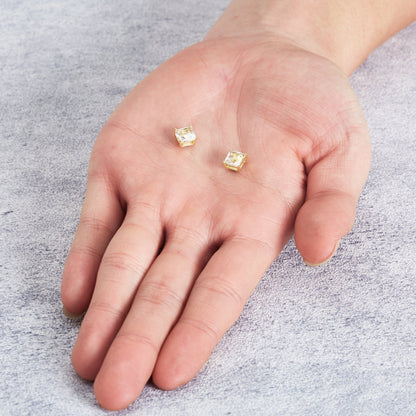 Men's Gold Plated Square Magnetic Clip On Stud Earrings Created with Zircondia® Crystals