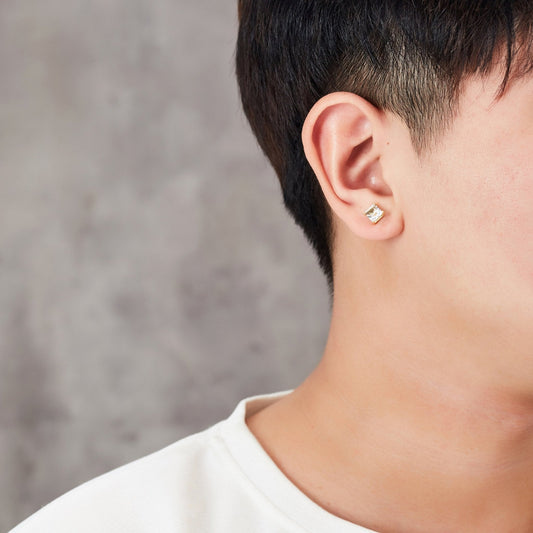 Men's Gold Plated Square Magnetic Clip On Stud Earrings Created with Zircondia® Crystals