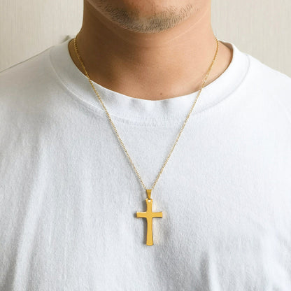 Men's Gold Plated Stainless Steel Cross Necklace