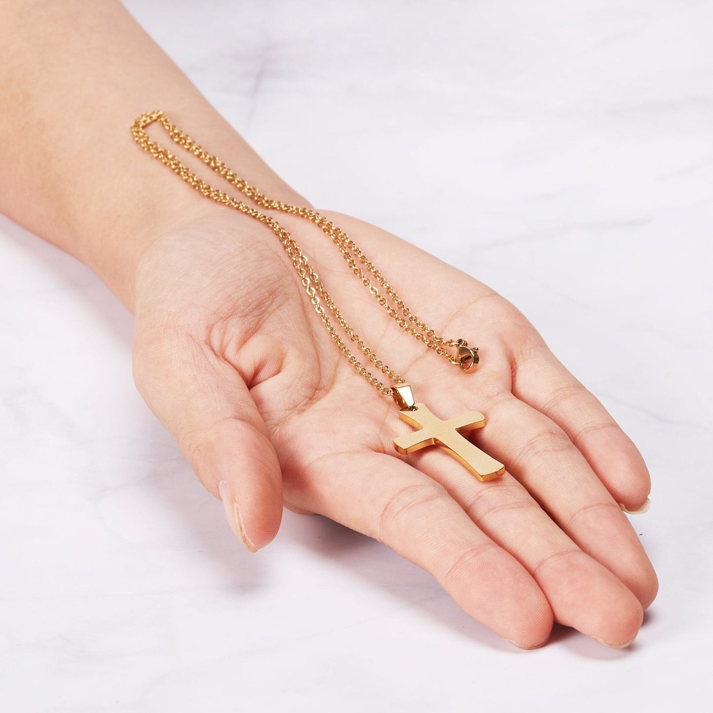 Men's Gold Plated Stainless Steel Cross Necklace