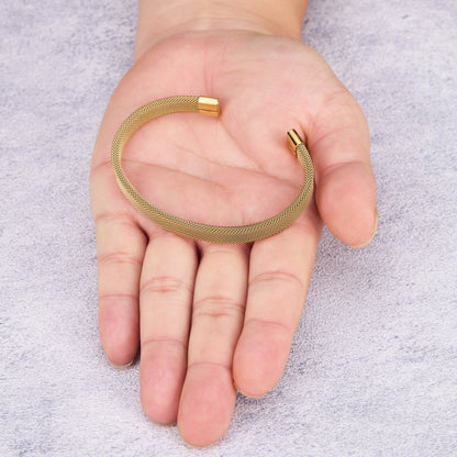 Men's Gold Plated Stainless Steel Mesh Cuff Bracelet