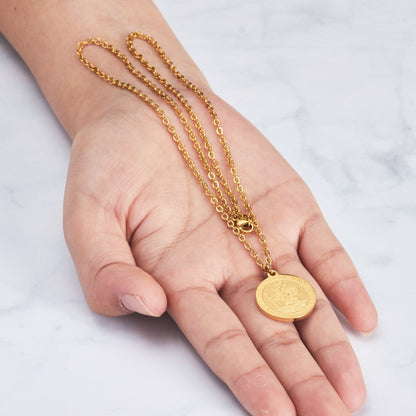 Men's Gold Plated Stainless Steel St Christopher Necklace