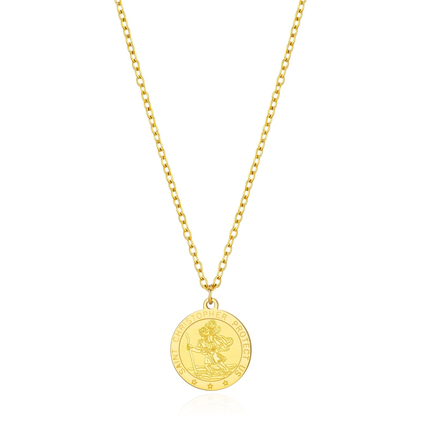 Men's Gold Plated Stainless Steel St Christopher Necklace