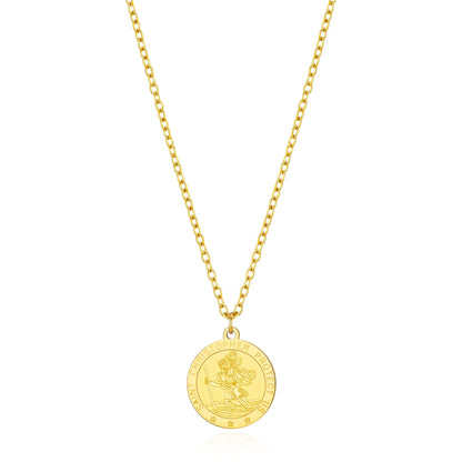 Men's Gold Plated Stainless Steel St Christopher Necklace