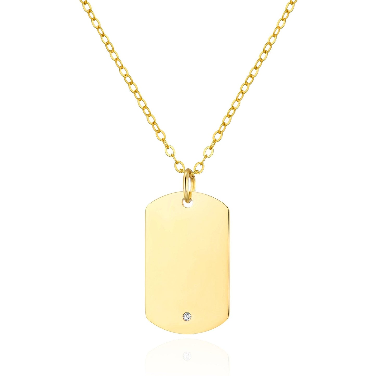 Men's Gold Plated Steel Dog Tag Necklace Created with Zircondia® Crystals