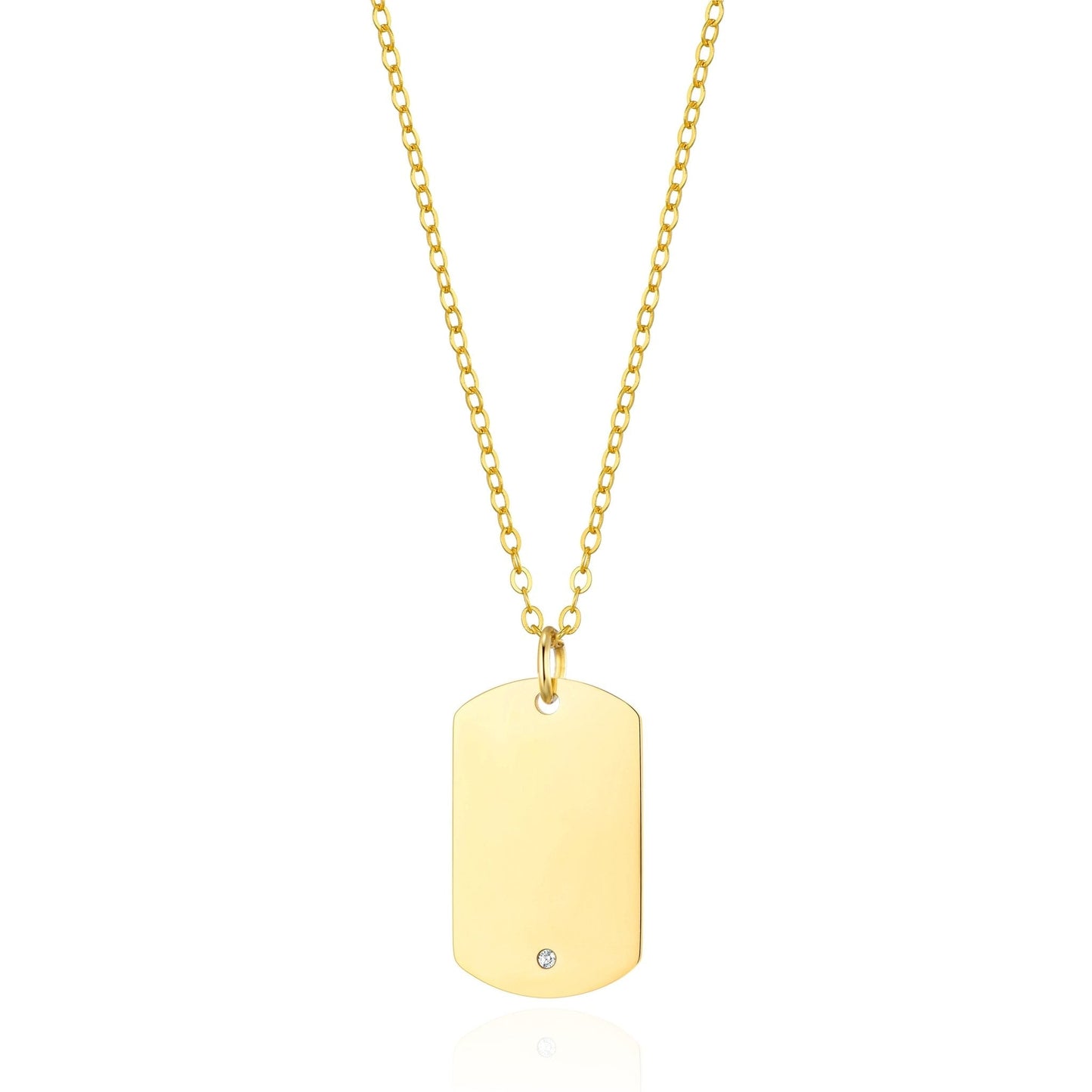Men's Gold Plated Steel Dog Tag Necklace Created with Zircondia® Crystals