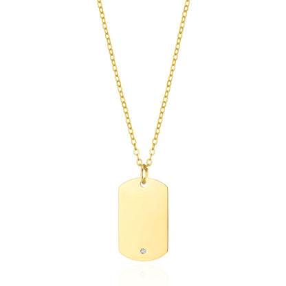 Men's Gold Plated Steel Dog Tag Necklace Created with Zircondia® Crystals
