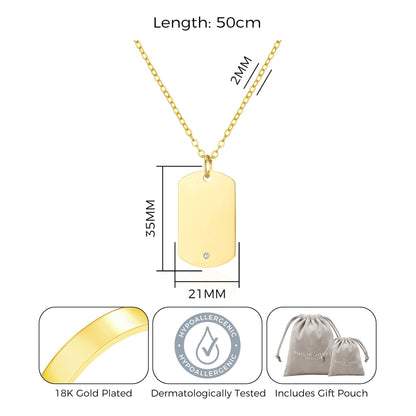 Men's Gold Plated Steel Dog Tag Necklace Created with Zircondia® Crystals