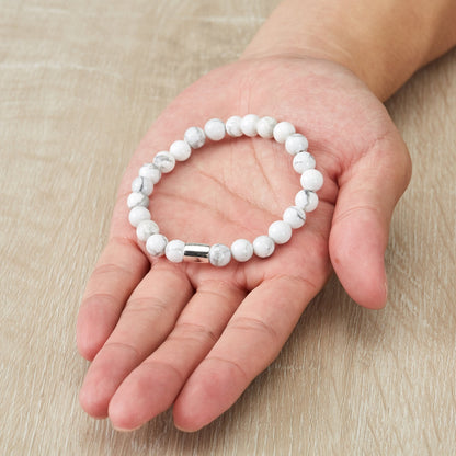 Men's Howlite Gemstone Stretch Bracelet