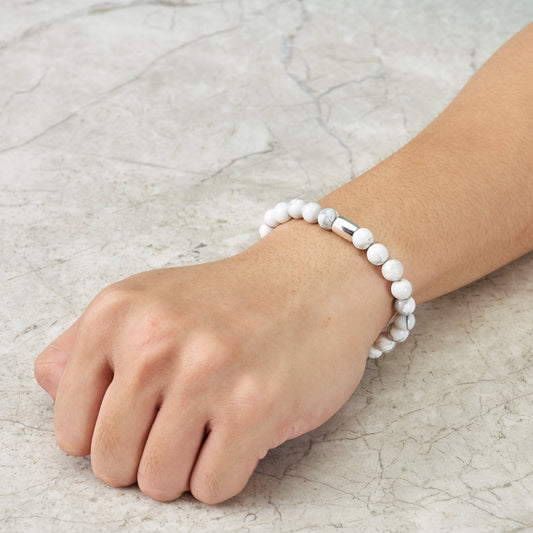 Men's Howlite Gemstone Stretch Bracelet