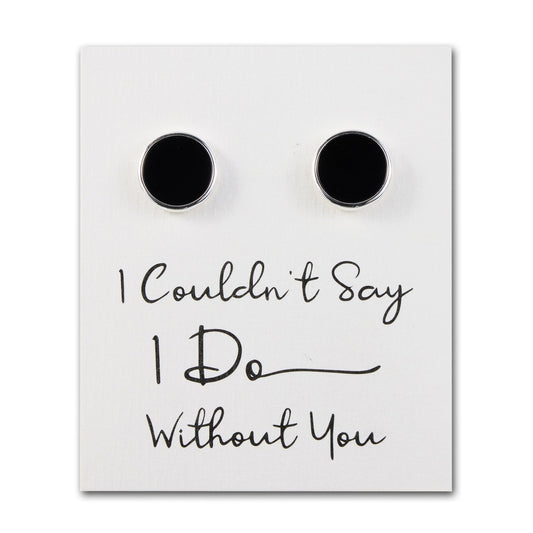 Men's I Couldn't Say I Do Without You Black Onyx Gemstone Wedding Cufflinks