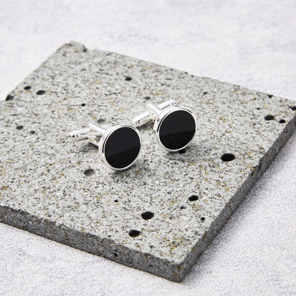 Men's I Couldn't Say I Do Without You Black Onyx Gemstone Wedding Cufflinks