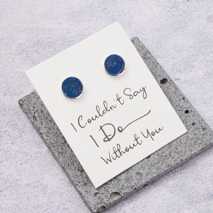 Men's I Couldn't Say I Do Without You Lapis Gemstone Wedding Cufflinks