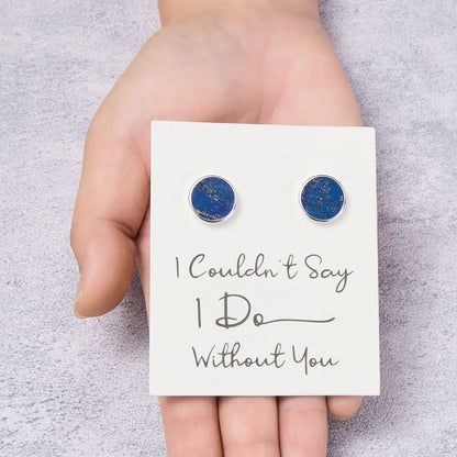 Men's I Couldn't Say I Do Without You Lapis Gemstone Wedding Cufflinks