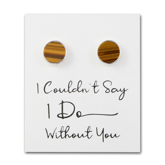 Men's I Couldn't Say I Do Without You Tigers Eye Gemstone Wedding Cufflinks